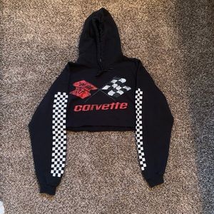 Vintage corvette crop top hoodie
